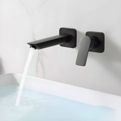 Modern black wall mounted faucet with lever handle