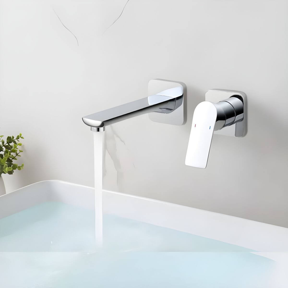 Contemporary bathroom faucet with low arc spout