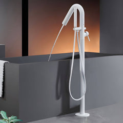 Elegant floor mounted bathtub faucet with hand shower