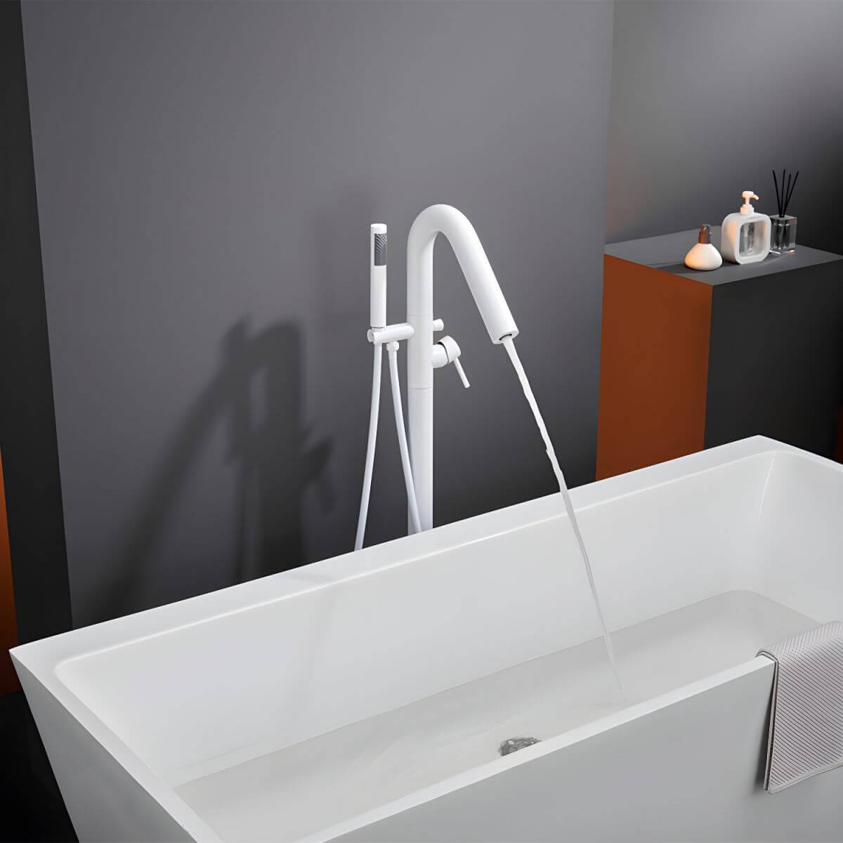 Stylish white free standing faucet design