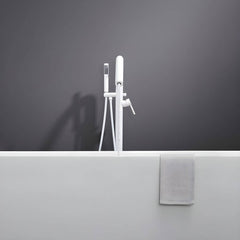 Modern bright silver faucet in bathroom