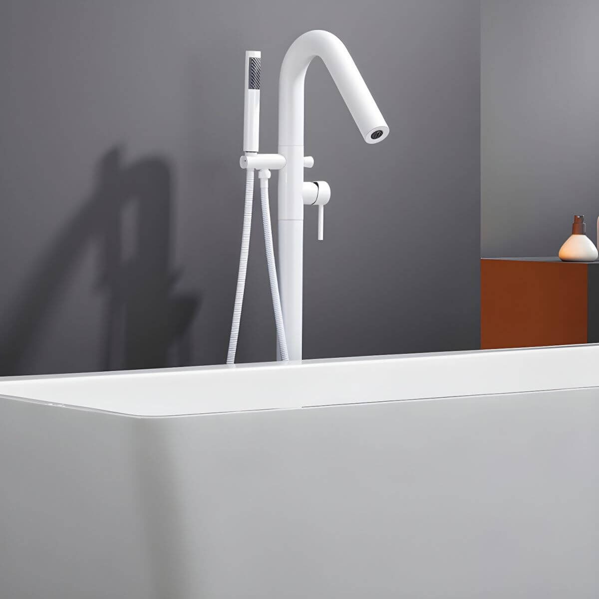 Stylish white free standing faucet design