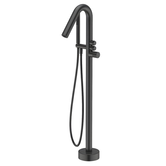 Free standing bathtub faucet with hand shower and valve for elegant bathroom setup