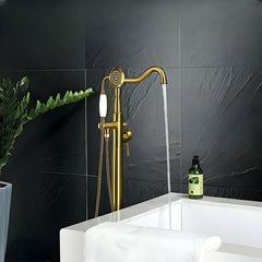 elegant free standing copper bathtub faucet