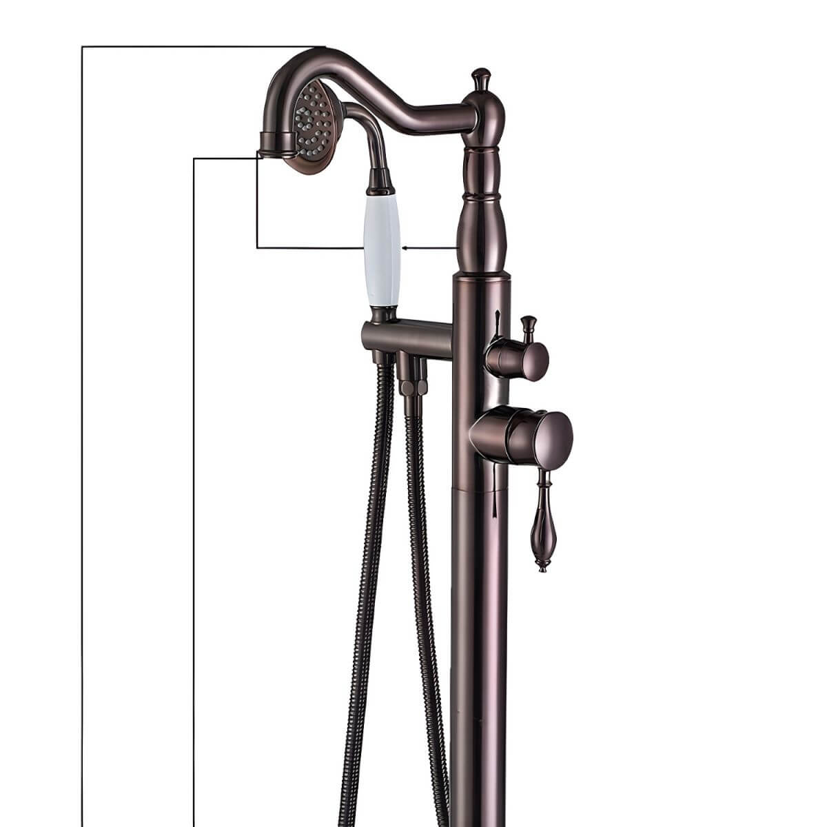 elegant free standing copper bathtub faucet