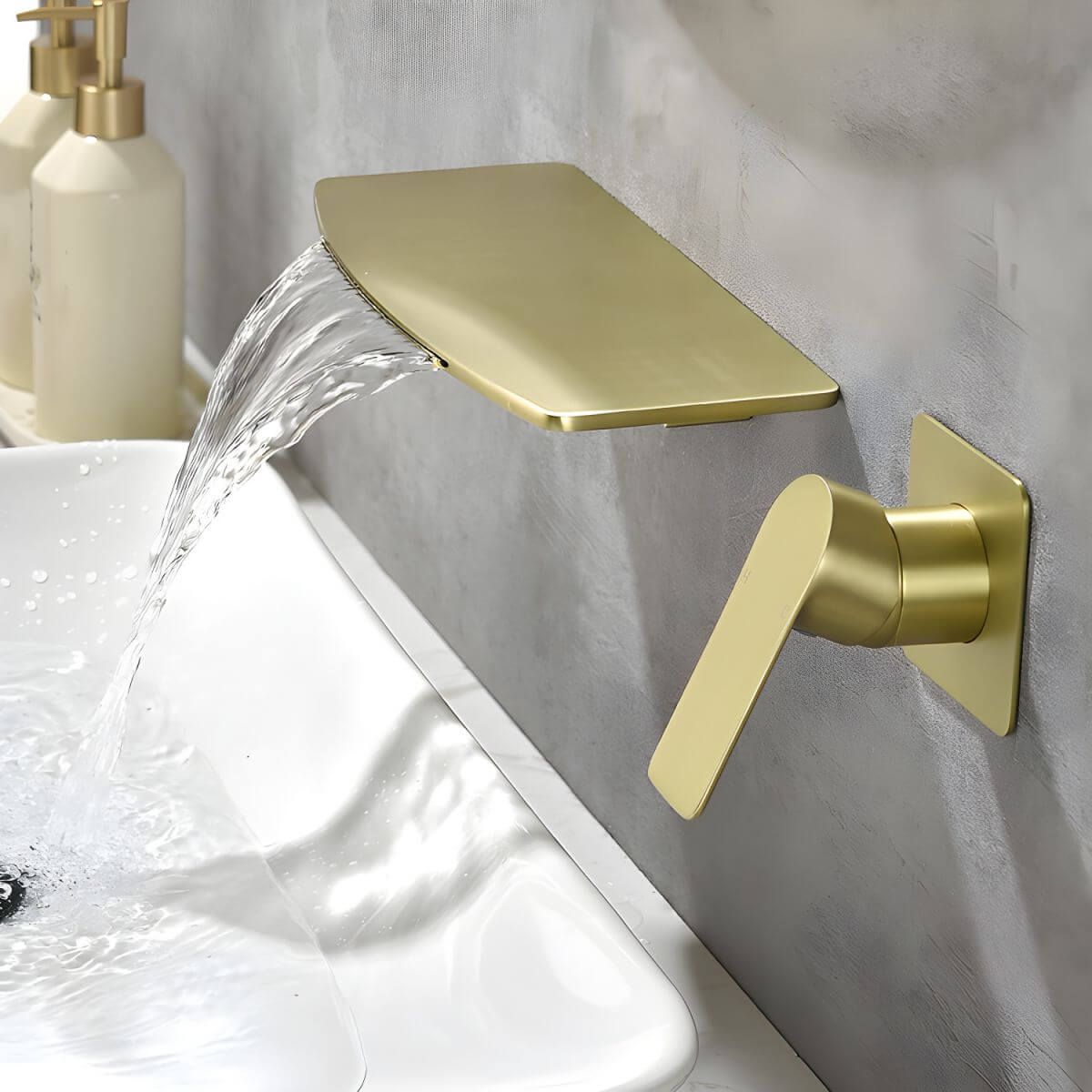 Modern touch-activated faucet in gold