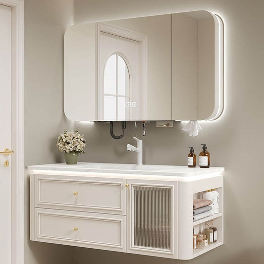 Elegant Ivory Bathroom Vanity front view