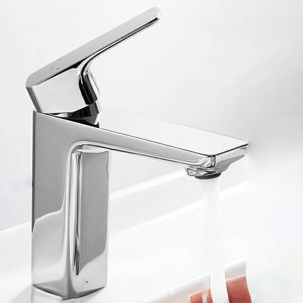 Modern bathroom setting with the faucet