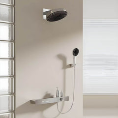 Modern black shower system installed in a bathroom