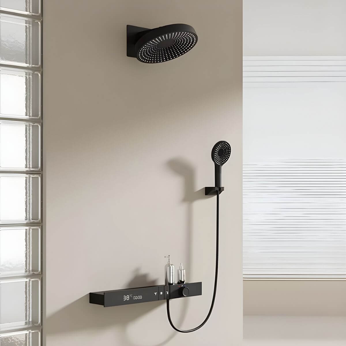 Stylish modern shower system with multiple object options