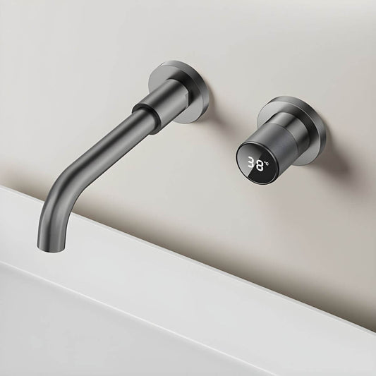 Elegant modern copper wall mounted faucet in black