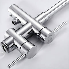 Close-up of modern faucet control