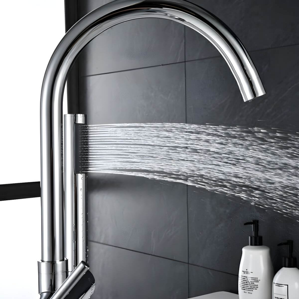 Copper bathtub faucet in sleek black finish