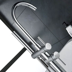 Floor mounted free standing faucet with hand shower