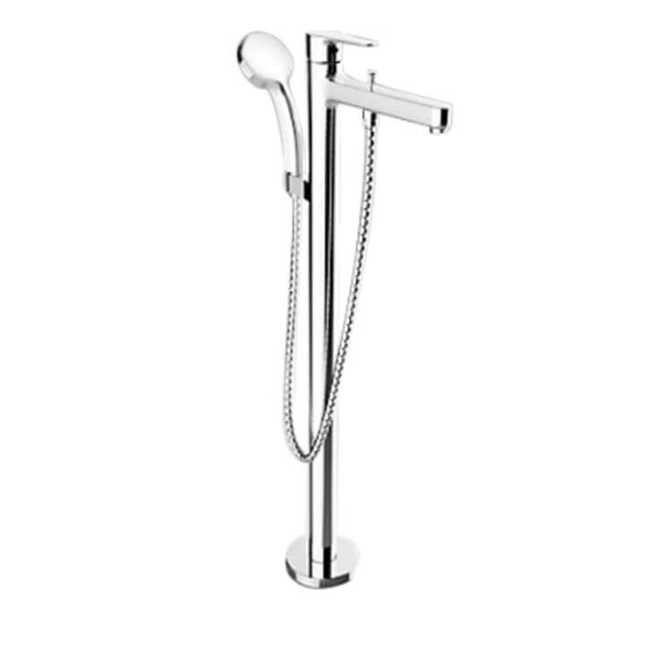 Floor mounted bathtub faucet installation