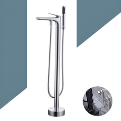 sleek floor mounted bathtub faucet