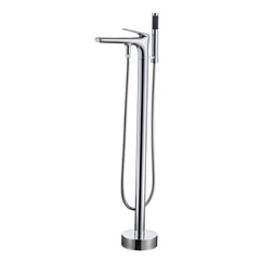 chrome finish bathtub faucet in elegant bathroom