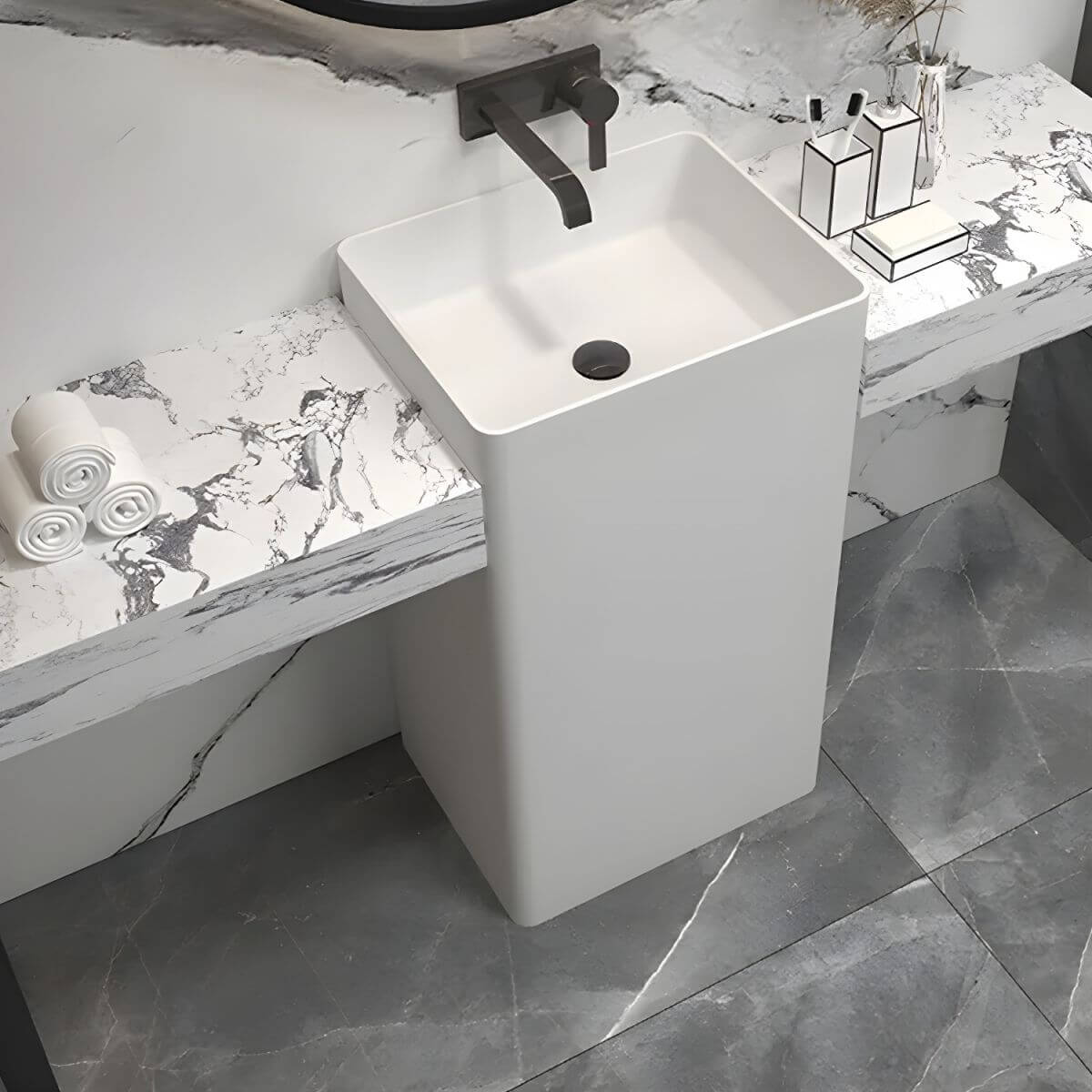 White ceramic bathroom sink