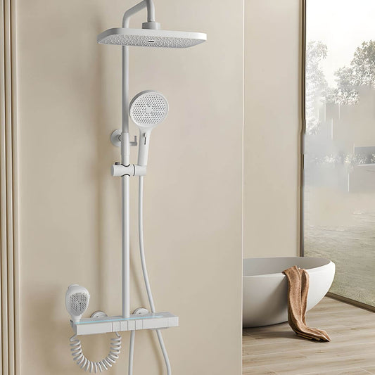 elegant modern wall-mounted shower system in grey