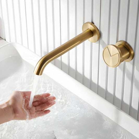 Copper bathroom faucet touch activated