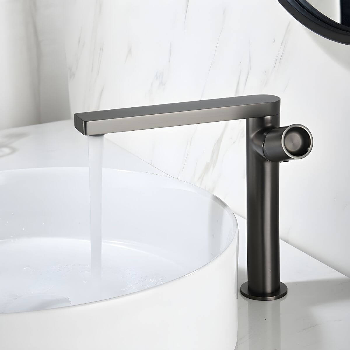 Elegant silver copper sink faucet