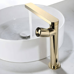 Rose gold touch-activated faucet