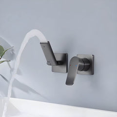 Gun Grey Copper Wall Mounted Faucet in stylish kitchen