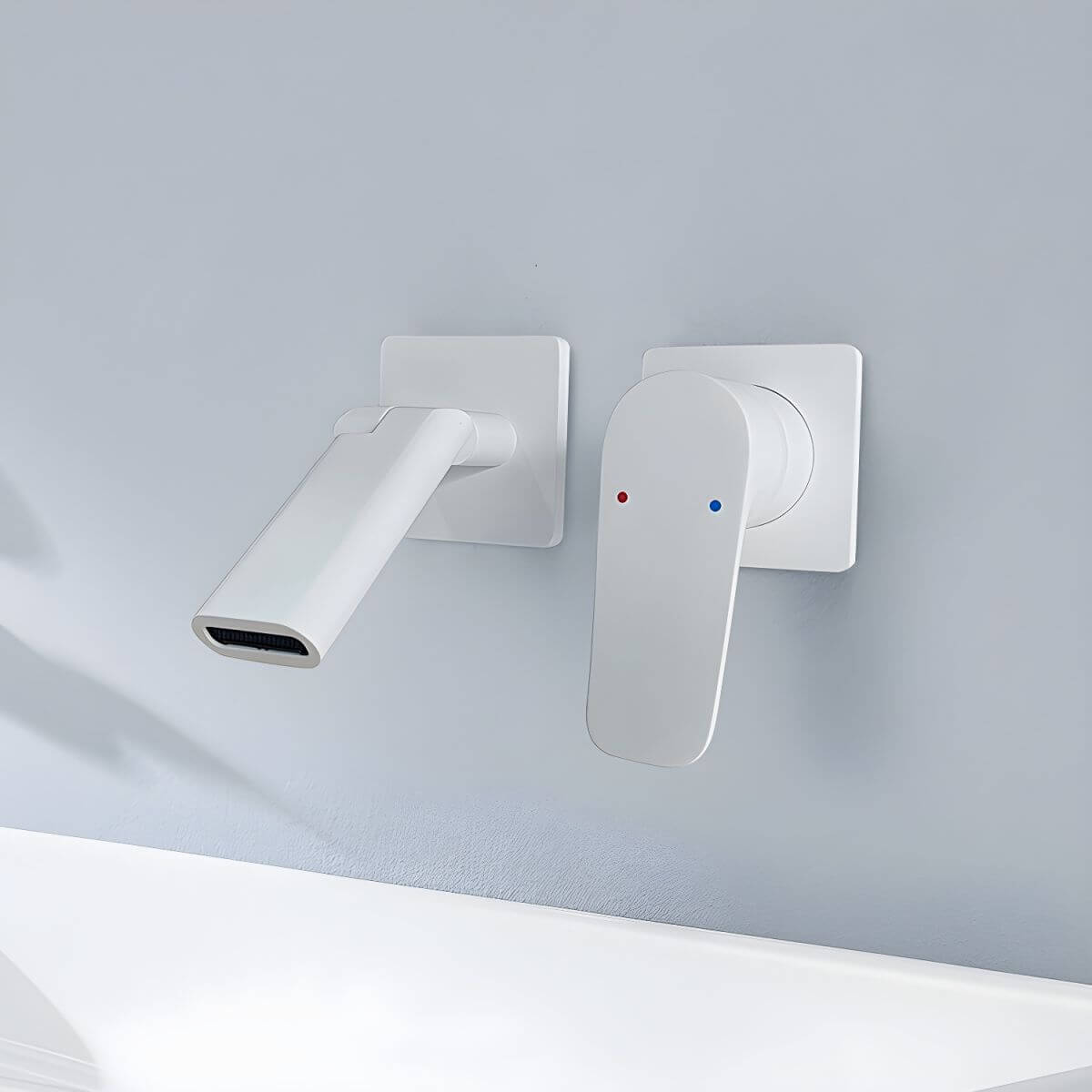 White Elegant Touch-Activated Copper Wall Mounted Faucet