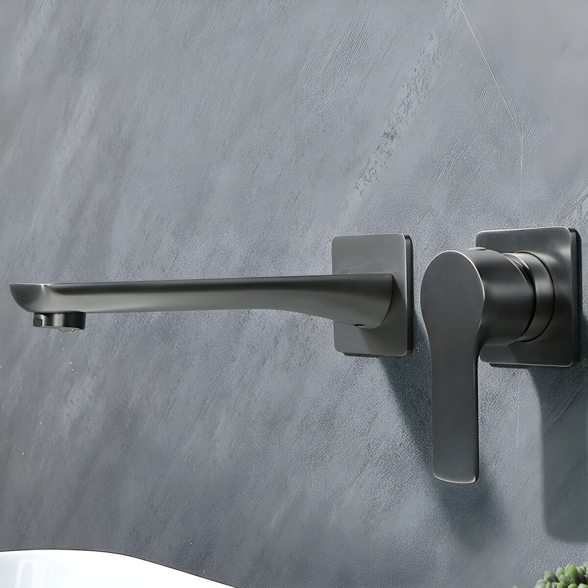 Sleek chrome wall mounted faucet for kitchens