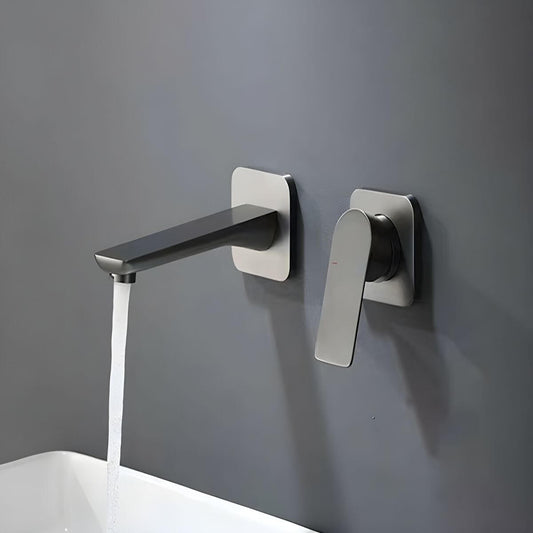 Elegant wall mounted copper touch faucet in silver finish