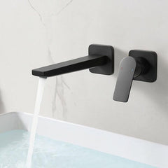 Modern bathroom with wall mounted touch faucet