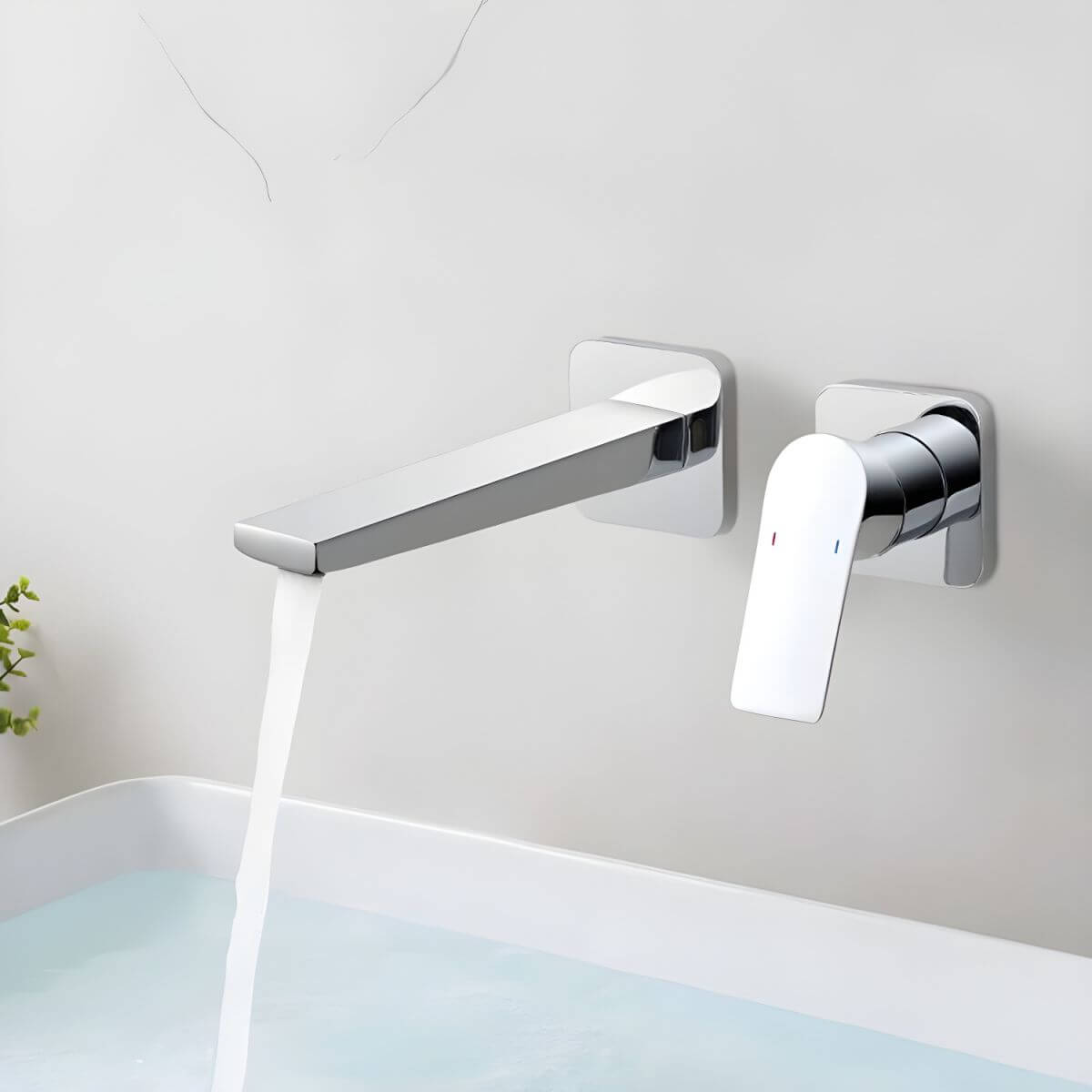 Gun grey wall mounted faucet in stylish kitchen