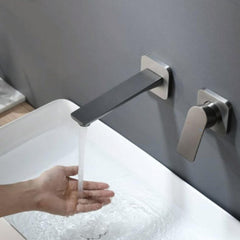 Close-up of lever handle on modern faucet