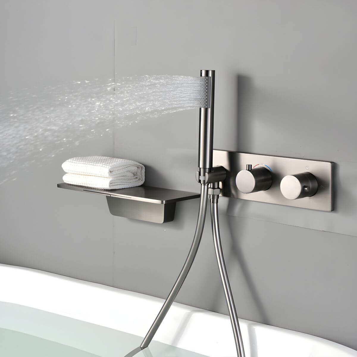 Gun Grey Wall-Mounted Bathtub Spout