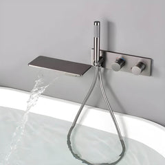 Elegant Wall-Mounted Modern Bathtub Faucet in Black