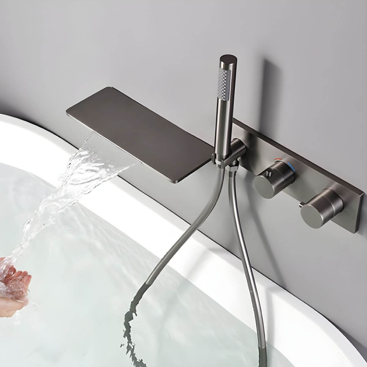 Gun Grey Wall-Mounted Bathtub Spout