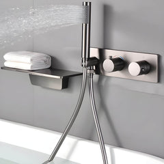 Yellow Gold Bathtub Faucet with Hand Shower