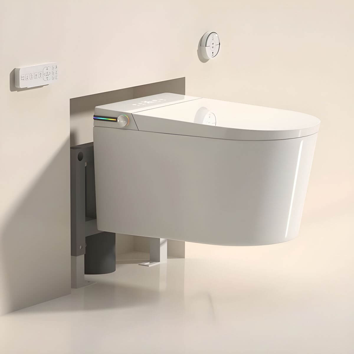 Wall mount bidet night lighting on