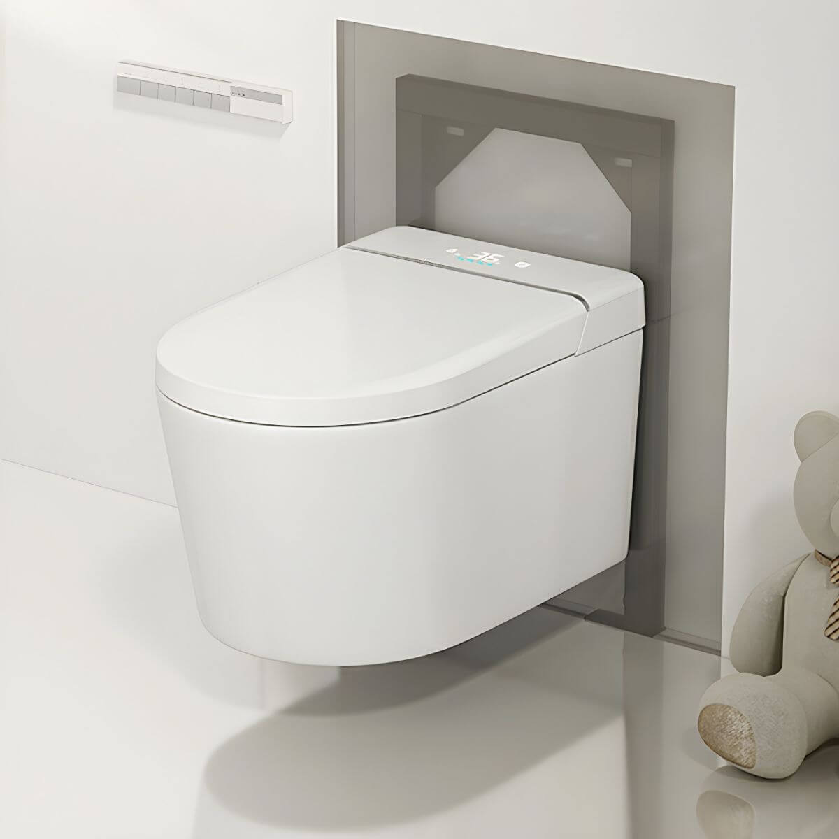 Elongated White Wall-Mount Bidet front view