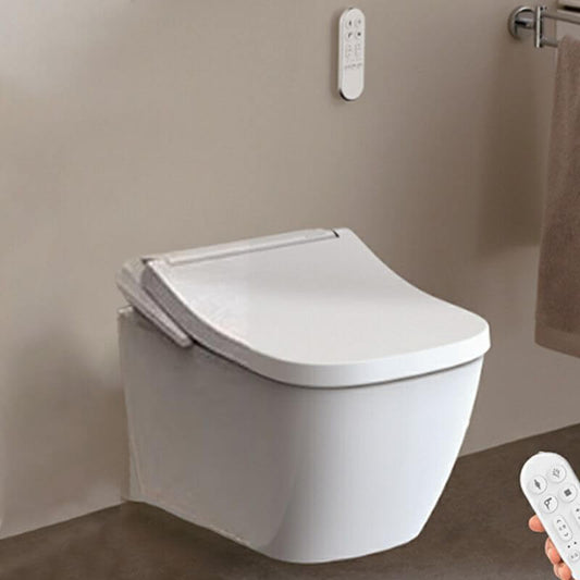 Elongated White Wall-Mount Bidet angled view