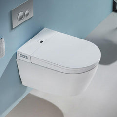 Elongated wall mount bidet in white