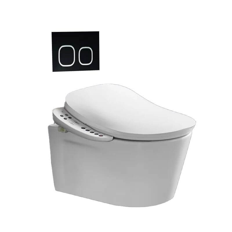 Vitreous china white bidet in a bathroom setting