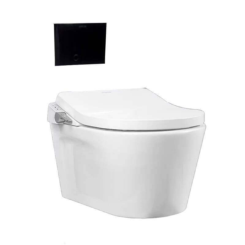 Modern white wall mount bidet with elongated bowl shape