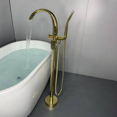 Side view of the free standing bathtub faucet