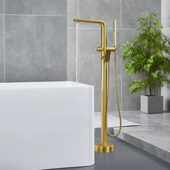 Modern chrome-plated copper bathtub faucet in gold