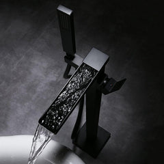 Free Standing Copper Bathtub Faucet in Black