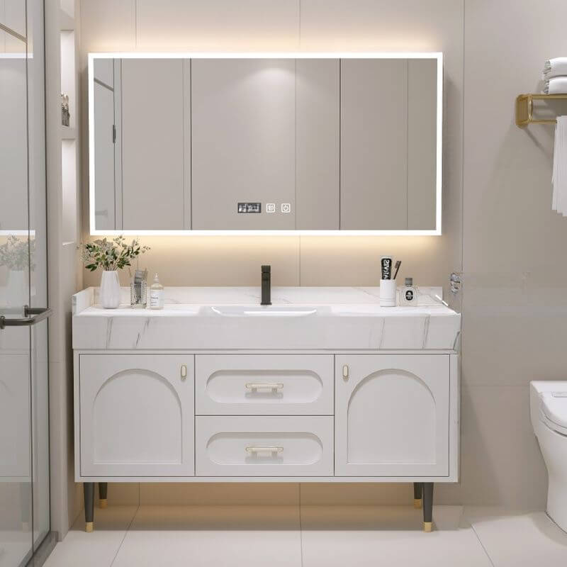 Spacious storage inside modern bathroom vanity