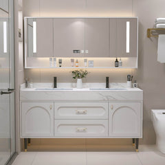 Bathroom vanity with two drawers and five doors