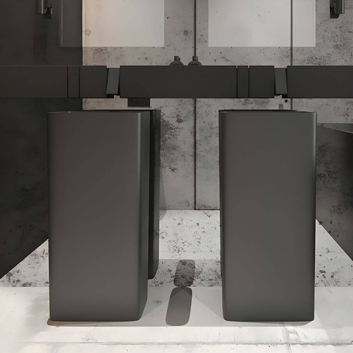 Black rectangular pedestal sink for bathrooms