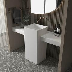 Freestanding white vessel bathroom sink in matte finish